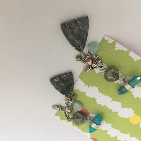 Chan Luu sliced quartz tourquoise earrings - Picture 10 of 12